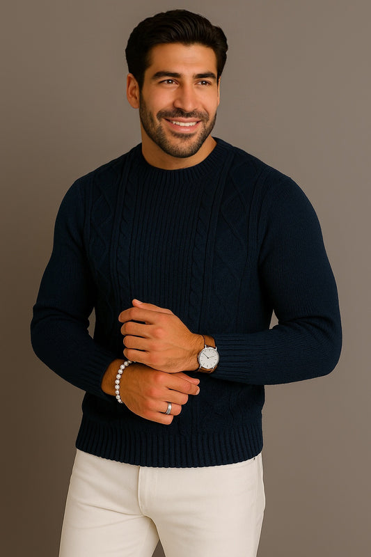 RON Μπλούζα Πλεκτή M2Style Μπλε