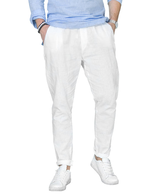 CAIRO Παντελόνι Λινό M2Style Λευκό